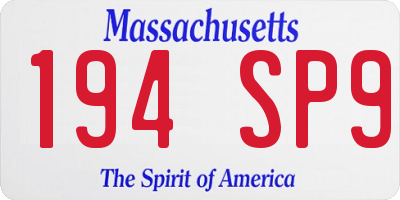 MA license plate 194SP9