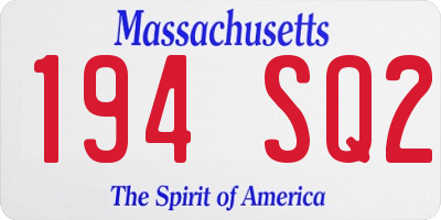 MA license plate 194SQ2