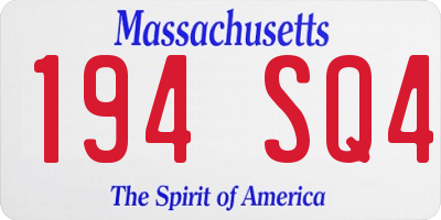 MA license plate 194SQ4
