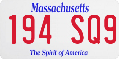 MA license plate 194SQ9