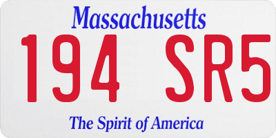 MA license plate 194SR5