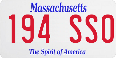 MA license plate 194SS0