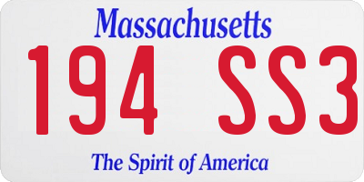 MA license plate 194SS3