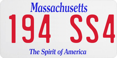 MA license plate 194SS4