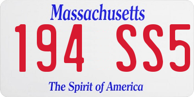 MA license plate 194SS5