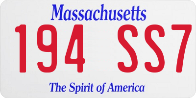 MA license plate 194SS7