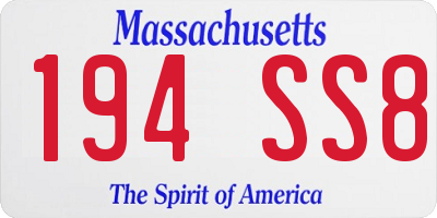 MA license plate 194SS8
