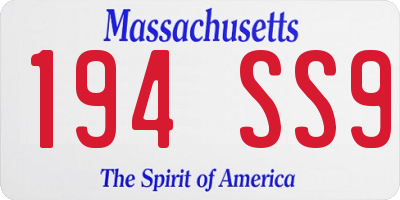 MA license plate 194SS9