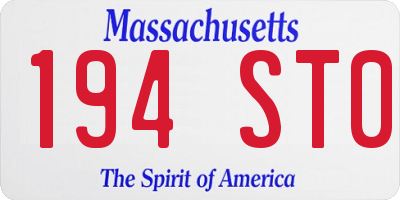 MA license plate 194ST0