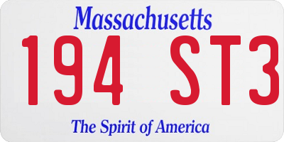 MA license plate 194ST3