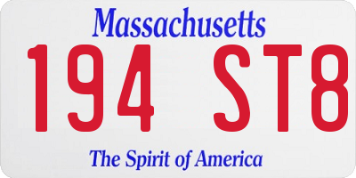 MA license plate 194ST8