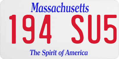 MA license plate 194SU5