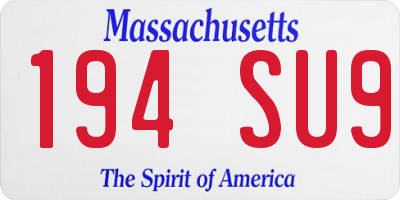 MA license plate 194SU9