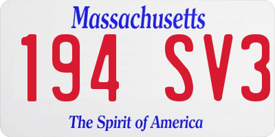 MA license plate 194SV3
