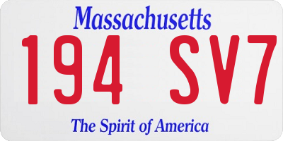 MA license plate 194SV7