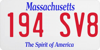 MA license plate 194SV8