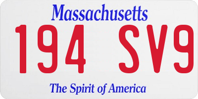 MA license plate 194SV9