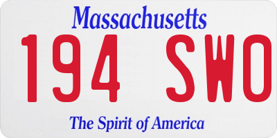 MA license plate 194SW0