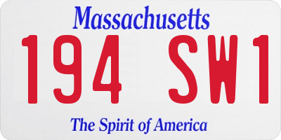 MA license plate 194SW1