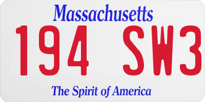 MA license plate 194SW3