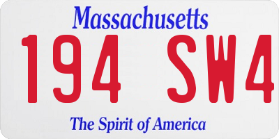 MA license plate 194SW4