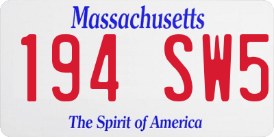 MA license plate 194SW5
