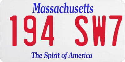 MA license plate 194SW7