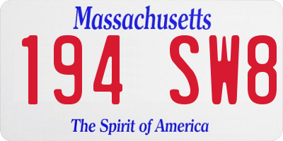 MA license plate 194SW8