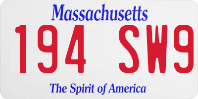 MA license plate 194SW9