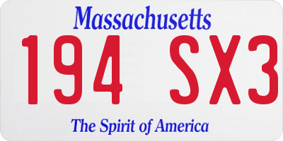 MA license plate 194SX3