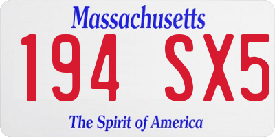 MA license plate 194SX5