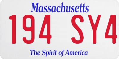 MA license plate 194SY4