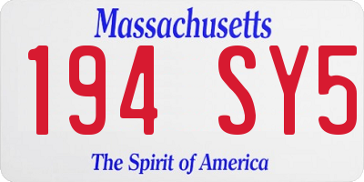 MA license plate 194SY5