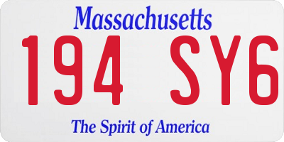 MA license plate 194SY6
