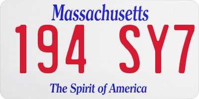 MA license plate 194SY7