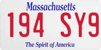 MA license plate 194SY9