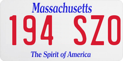 MA license plate 194SZ0