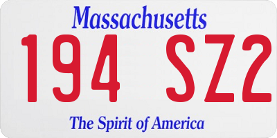 MA license plate 194SZ2