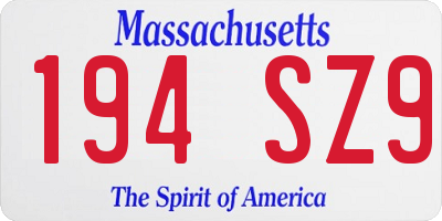 MA license plate 194SZ9
