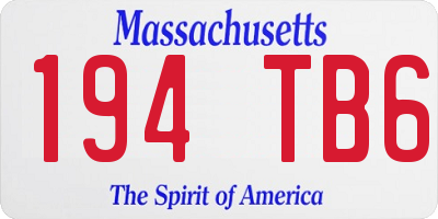 MA license plate 194TB6