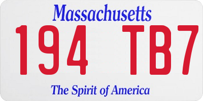 MA license plate 194TB7