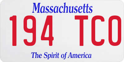 MA license plate 194TC0