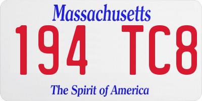 MA license plate 194TC8