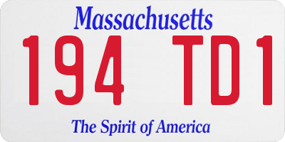 MA license plate 194TD1