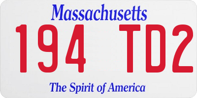 MA license plate 194TD2