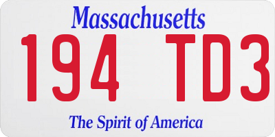 MA license plate 194TD3
