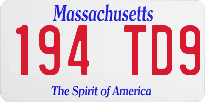 MA license plate 194TD9
