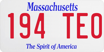 MA license plate 194TE0