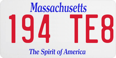 MA license plate 194TE8