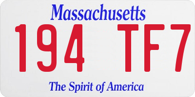 MA license plate 194TF7